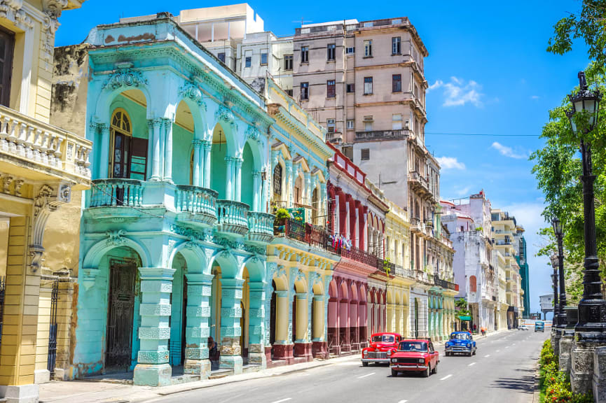 Classic American cars in Old Havana, Cuba