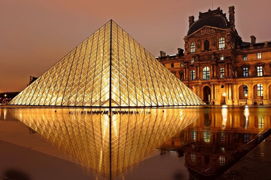 View of the Musée de Louvre in Paris, France