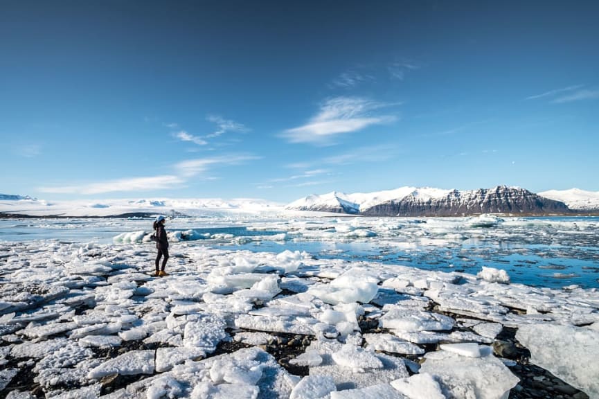 Taking in the view of view of Jokulsarlon Glacier Lagoon