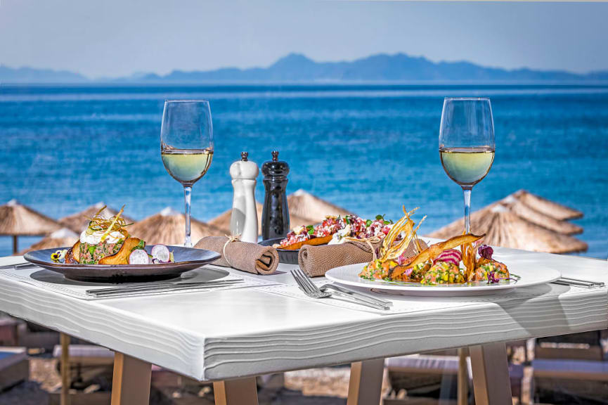 Beach side dining in the Greek islands