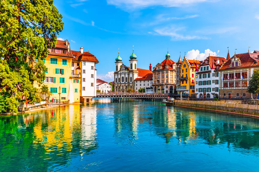 Colorful Lucerne city in Switzerland