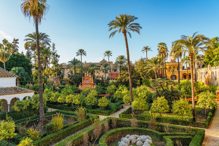 Gardens of the Real Alcazar in Seville, Spain