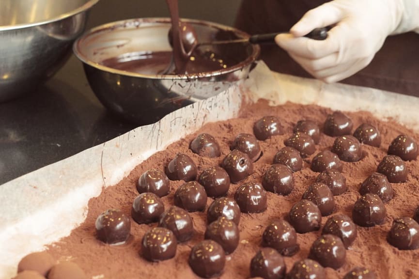 Chocolatier making chocolates