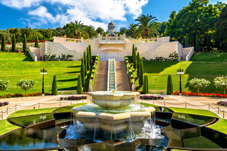 Baha'i World Centre and lower terraces in Haifa, Israel