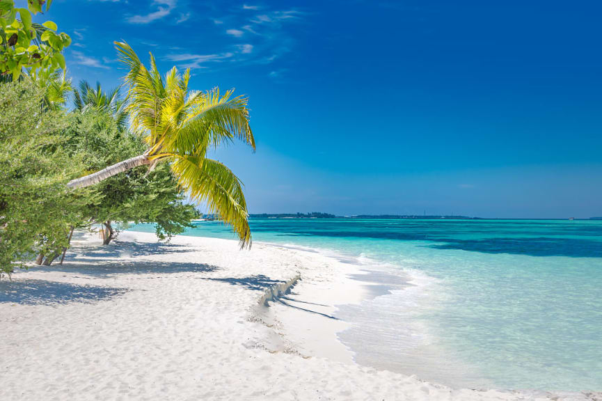 Paradise beach view in Tahiti