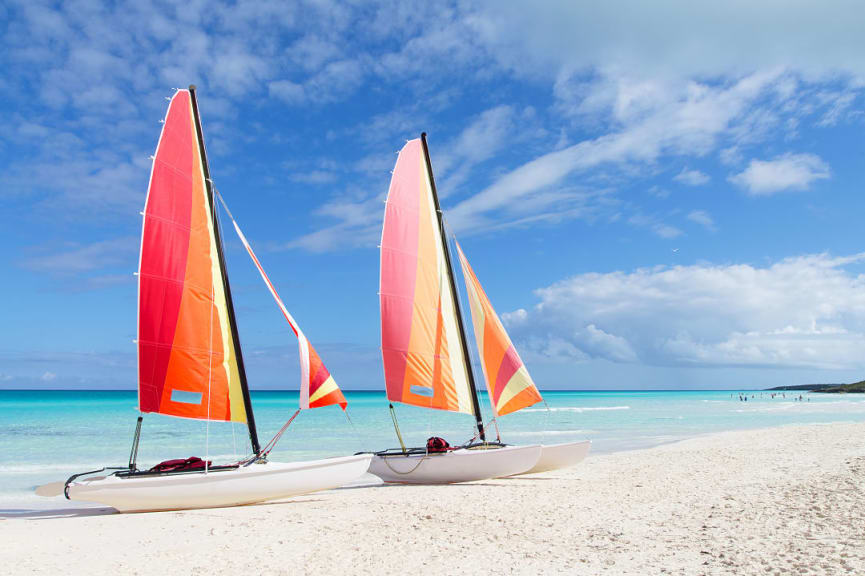 Two catamarans on Cayo Santa Maria, Cuba.