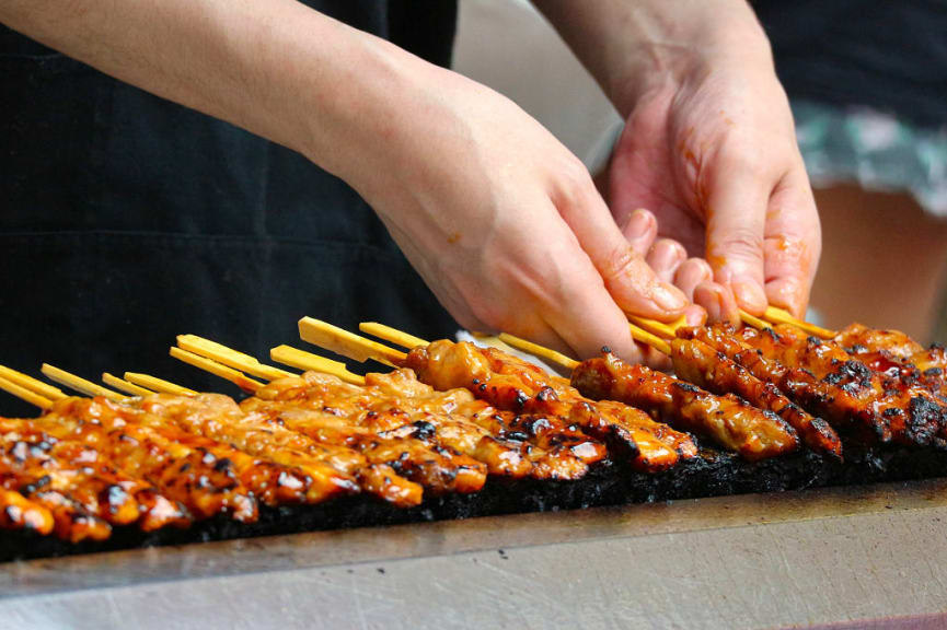 Japanese yakitori, grilled chicken skewers