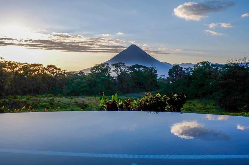 Infinity pool with view of Arenal Volcano, Costa Rica