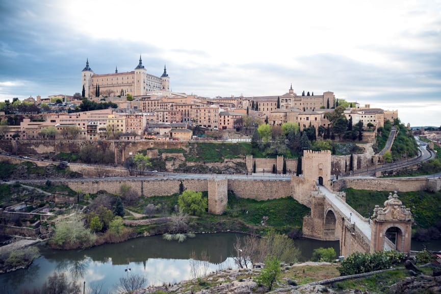 View of Alcazar old town in Toledo, Spain