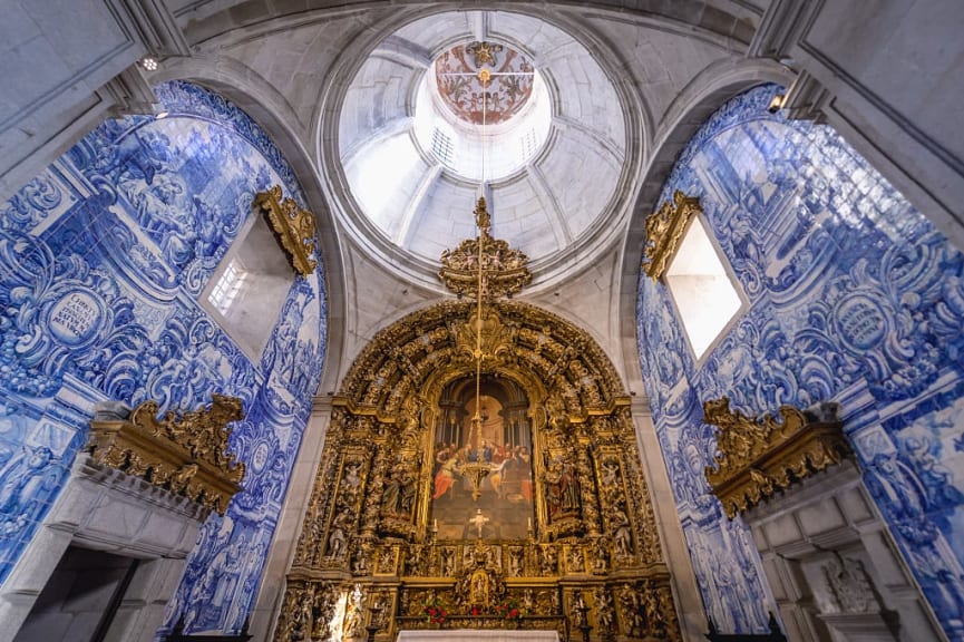 Azulejos tiles in the church of Misericordia in Viana do Castelo, Portugal