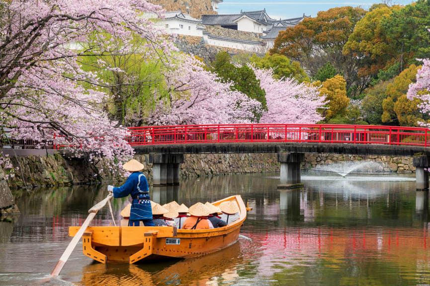 Boat ride near Himeji Castle in Hyogo, Japan