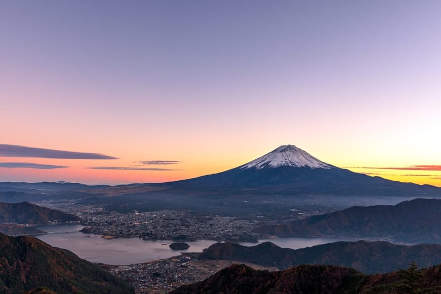 Mount Fuji and Lake Kawaguchiko in Japan