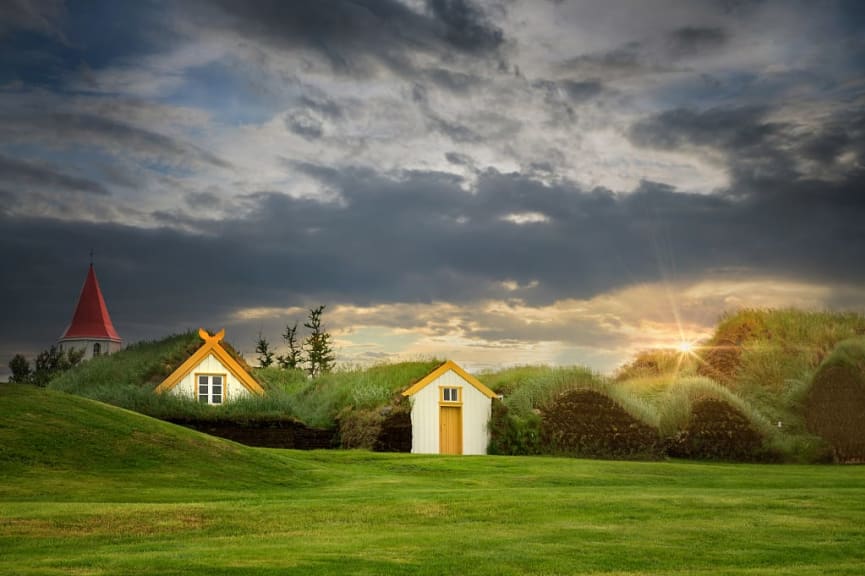 Traditional turf houses in Glaumbaer, Iceland