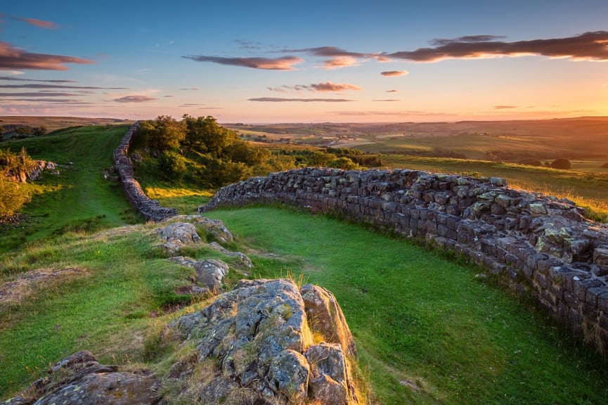 Hadrian's Wall in Northumberland National Park, England