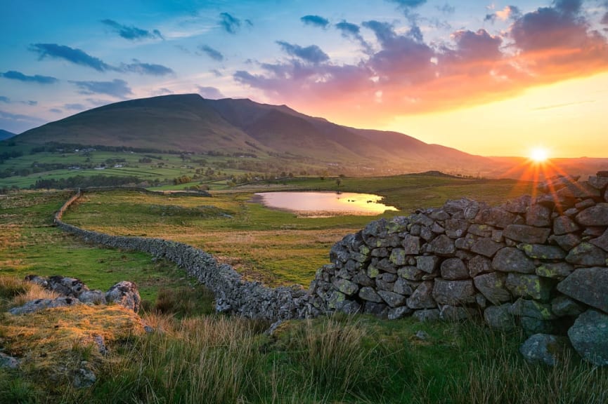 Sunrise looking towards Blencathra in the Lake District