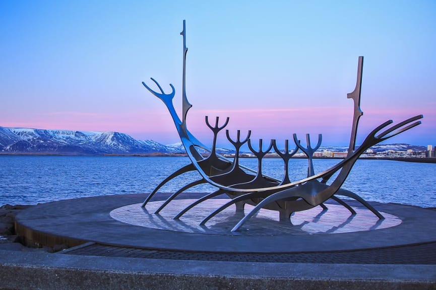 Sun Voyager Sculpture in Reykjavik, Iceland