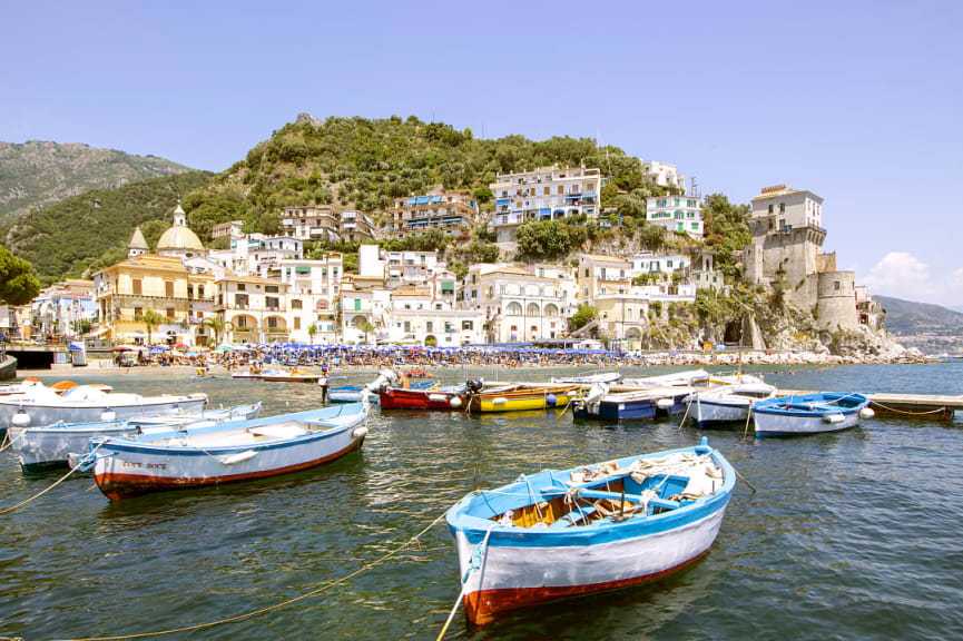 Village and port at Cetara on the Amalfi Coast in Italy