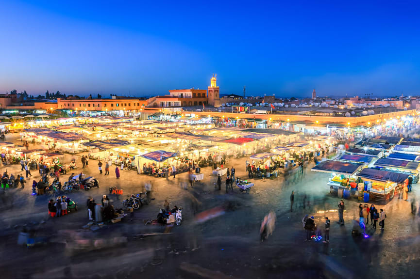 Djemaa El Fna Square in Marrakech, Morocco