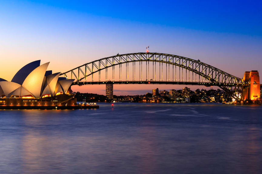 Opera House and Harbor Bridge in Sydney Australia