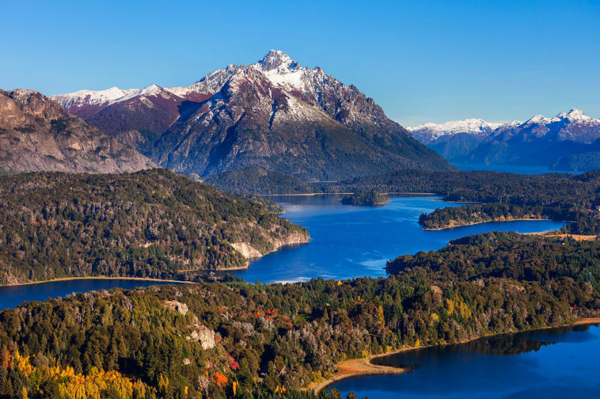 Nahuel Huapi National Park seen from the Cerro Campanario viewpoint in Bariloche, Patagonia, Argentina