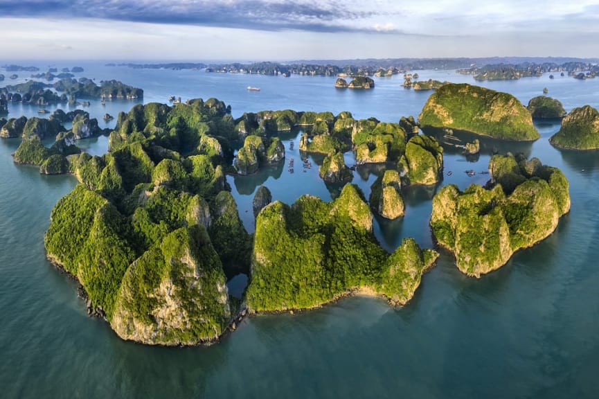 Aerial view of Halong Bay in Vietnam.