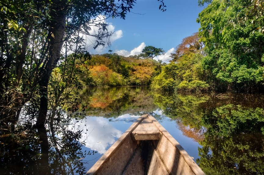 Canoeing on the Amazon river