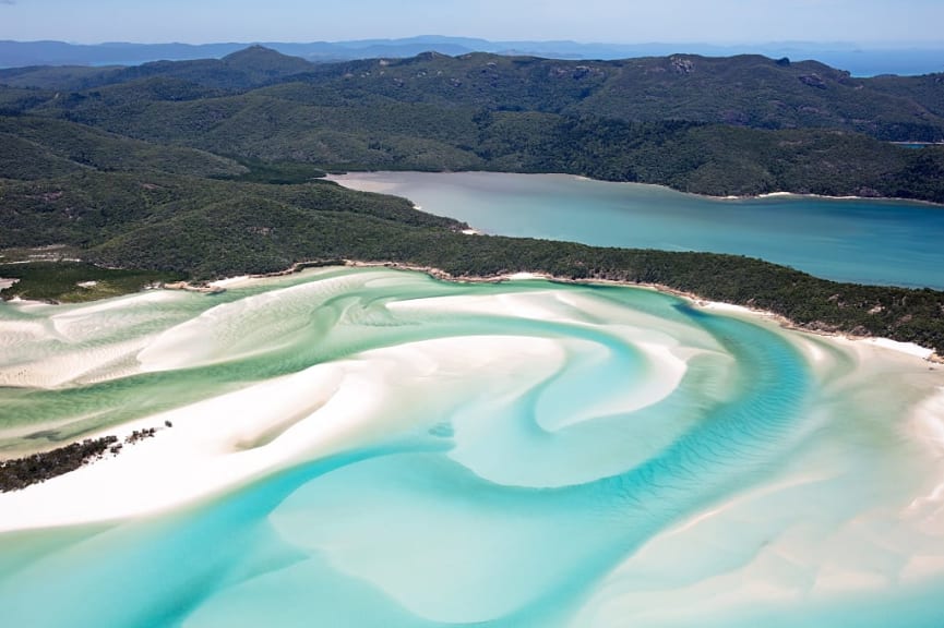 Aerial view of Whitsunday island in Australia