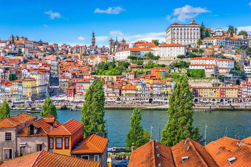 Old Town skyline of Porto in Portugal