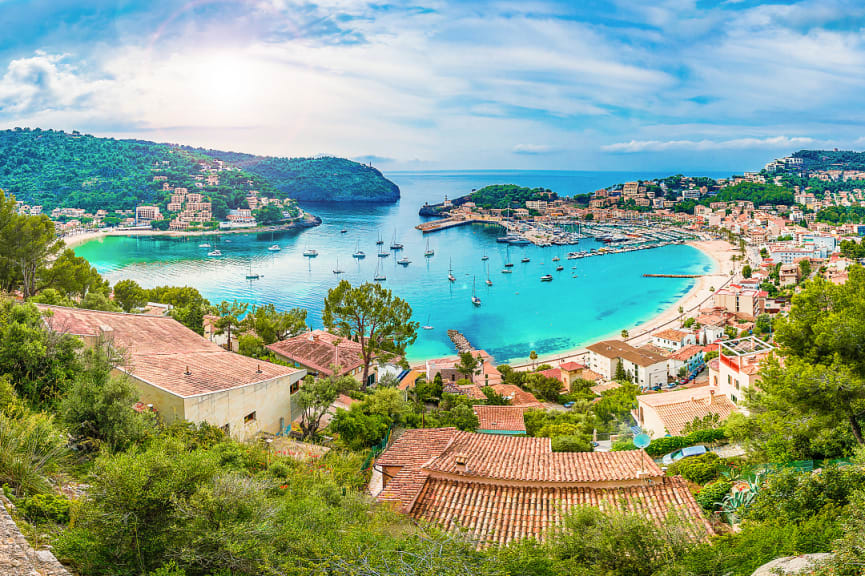 Panoramic view of Porte de Sóller, Palma Mallorca, Spain