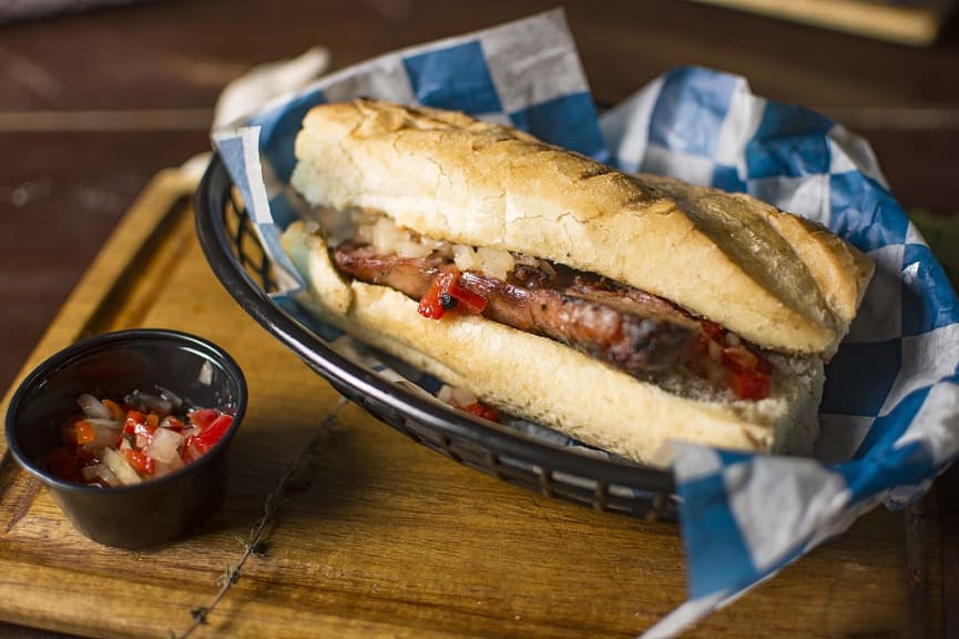 Choripan, Argentinian churizo sausage sandwich