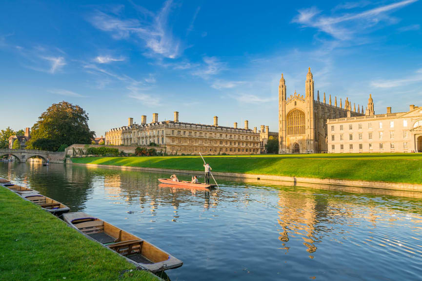 Couple punting in Cambridge, England