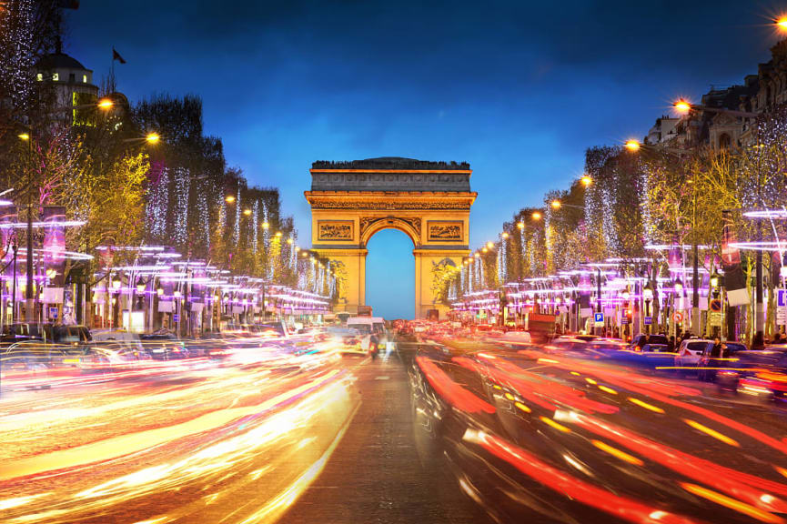 Arc de Triomphe and the Champs-Élysées in Paris, France