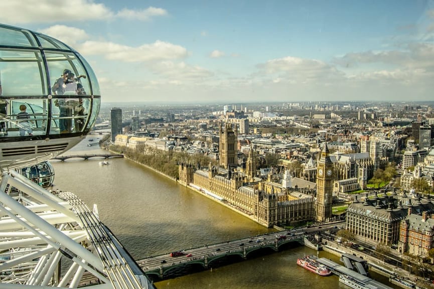 London city view from the London Eye pod