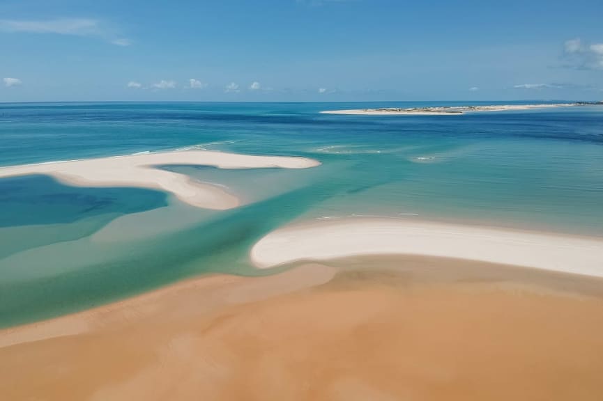 Breathtaking sandbanks and turquoise water on an island in the Bazaruto Archipelago, Mozambique