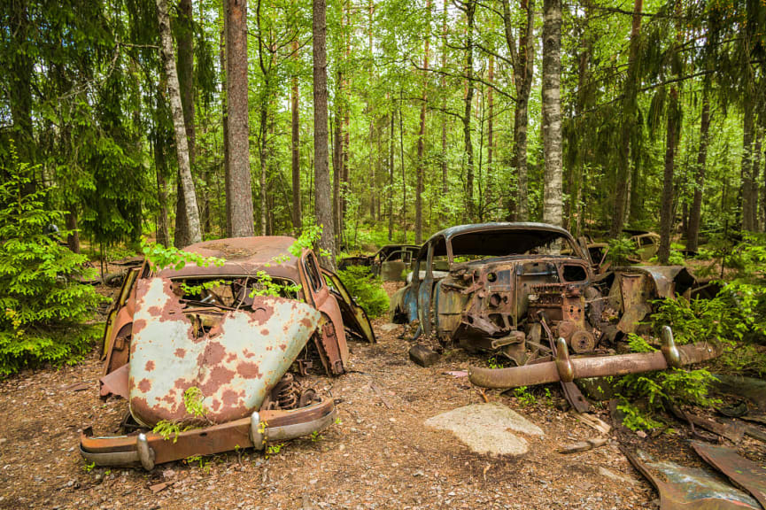 Kyrko Car Cemetery in Sweden