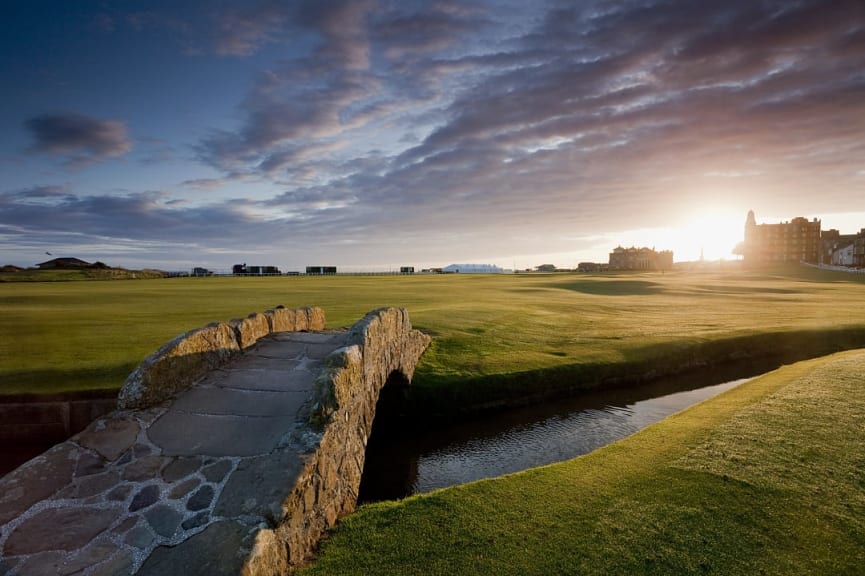 The Swilcan Bridge on the 18th Fairway of the Old Course, St. Andrews, Scotland. Photo courtesy VisitScotland / Paul Tomkins