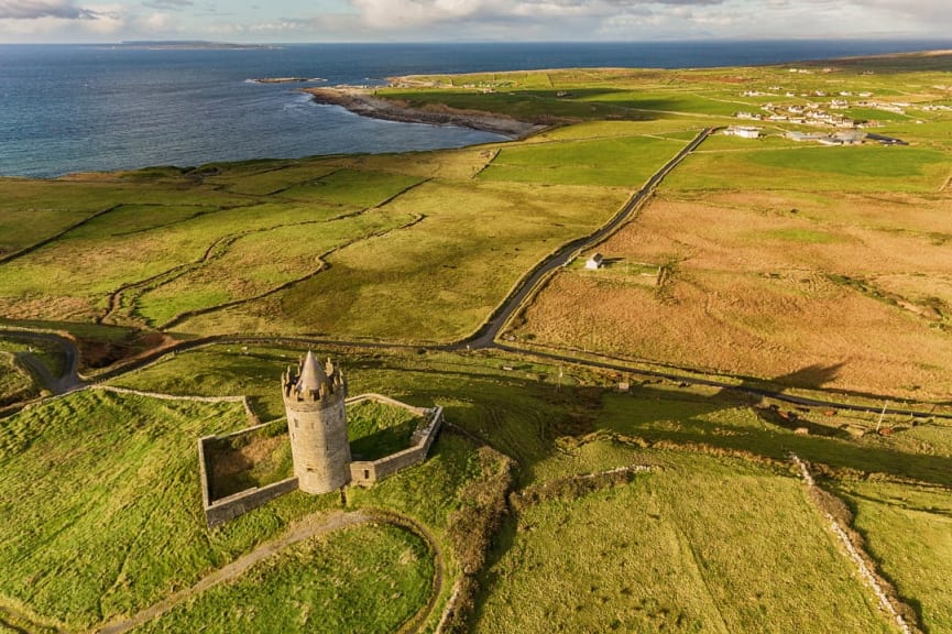 Doonagore Castle on the coast in Doolin, Ireland