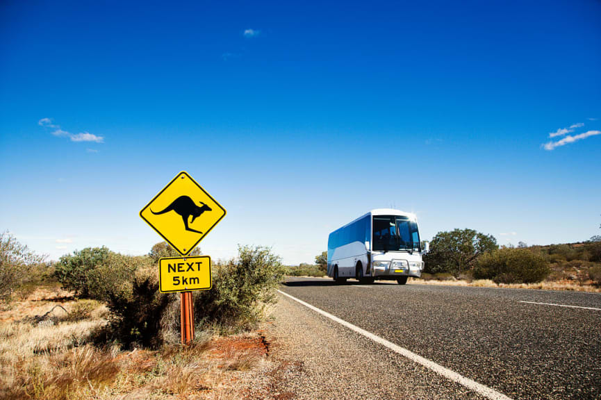 Bus traveling through rural Australia