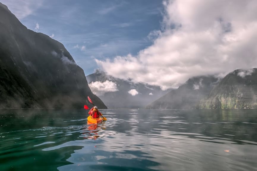 Kayaking Milford Sound, New Zealand