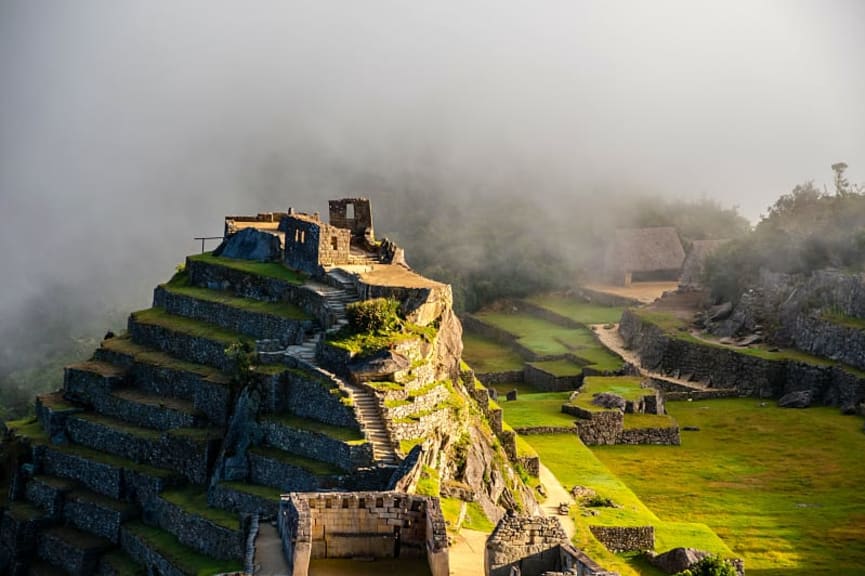 Intihuatana pyramid at Machu Picchu, Peru