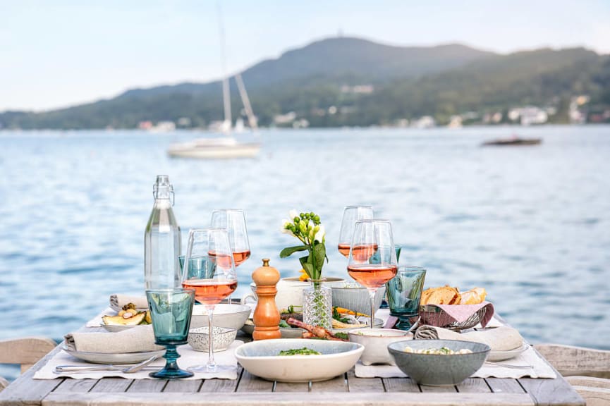 Dinner by the lake in Velden am Wörthersee in the Carinthia region of Austria