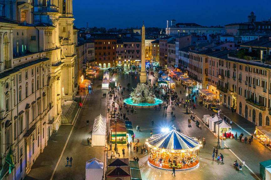 Chirstmas market at Piazza Navona in Rome, Italy