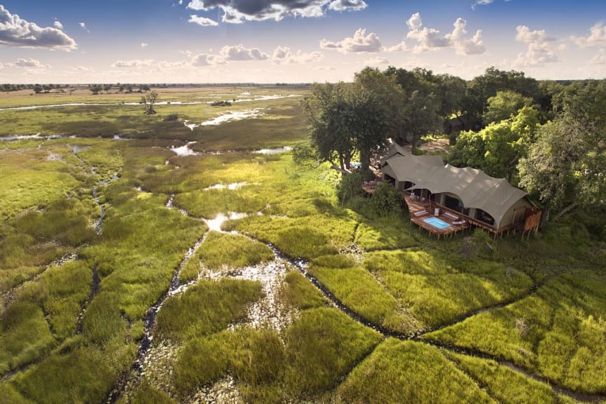 Duba Plains Camp in the Okavango Delta, Botswana.  