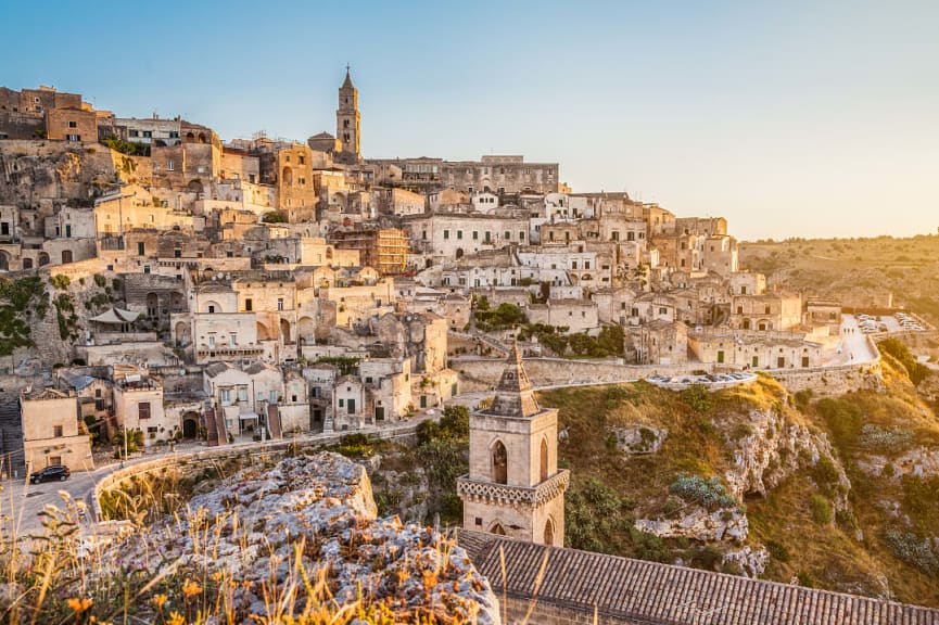 View of ancient town of Sassi di Matera, Matera, Italy