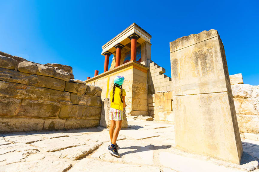 Walls of the Minoan palace at Knossos, Crete Island, Greece