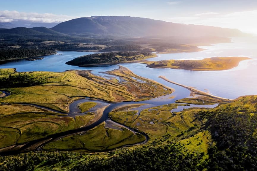 River feeding the Beagle Channel in the Tierra del Fuego Archipelago