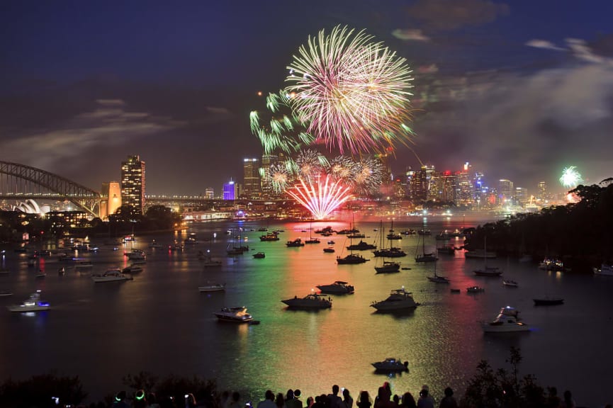 Fireworks over Sydney on New Year's Eve