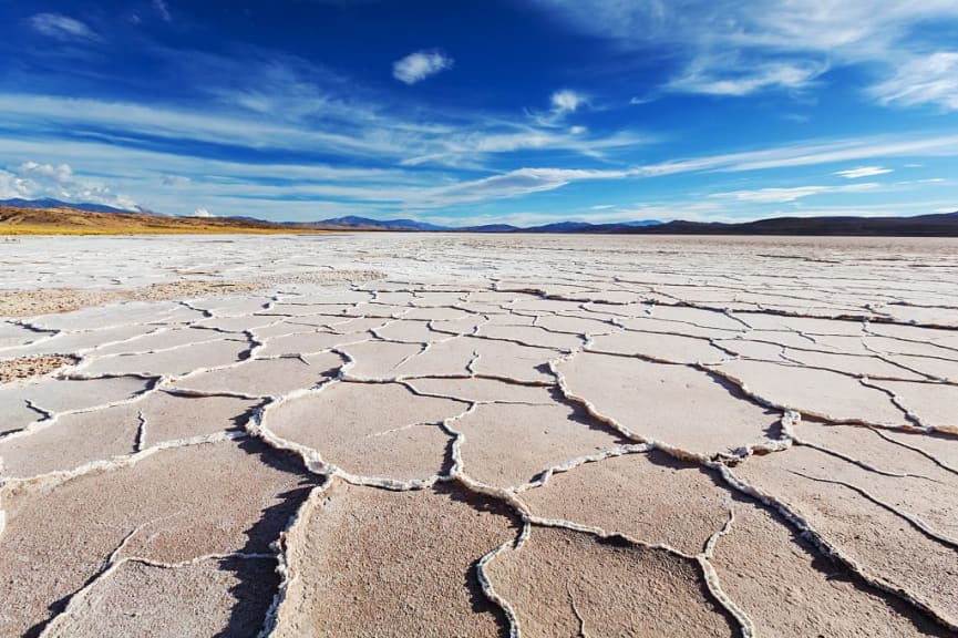 Salt flats of Salinas Grandes in Argentina