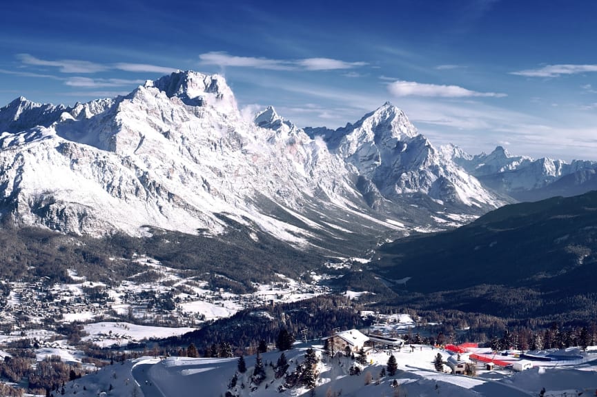 Snow covered mountains in Cortina d'Ampezzo, Italy