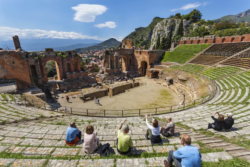 The Greek Theatre of Taormina in Taormina, Italy